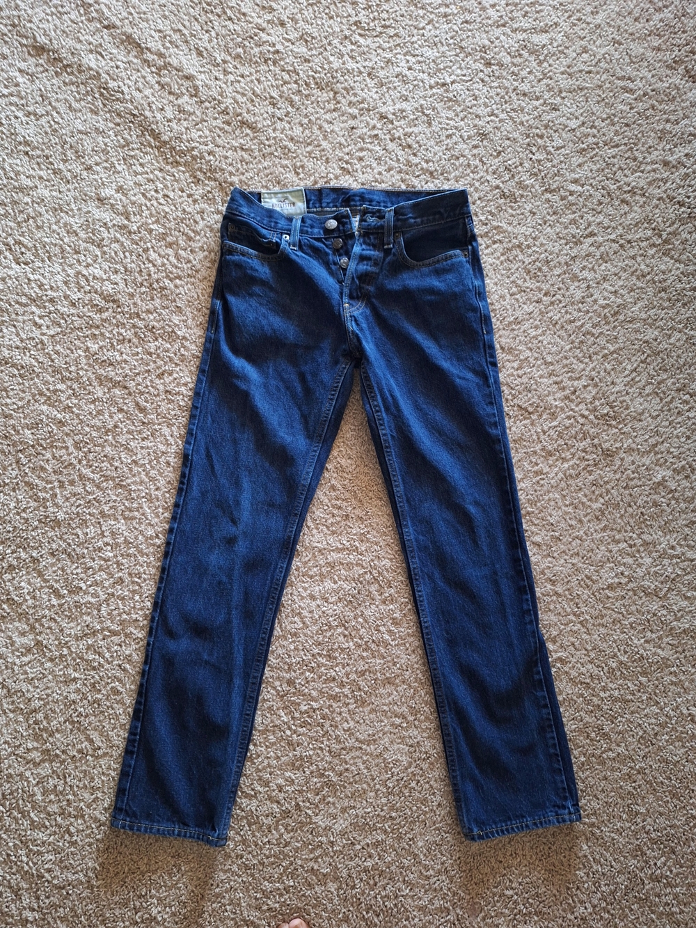Vintage Y2K Hollister Dark Blue Button Fly Straight Leg Jeans Size 28×30